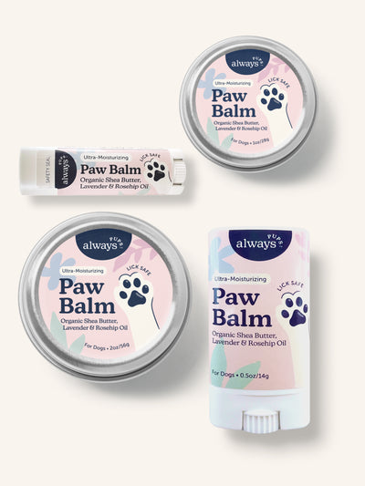 AlwaysPups All Natural Organic Paw Balm for Dogs - group shot of each size